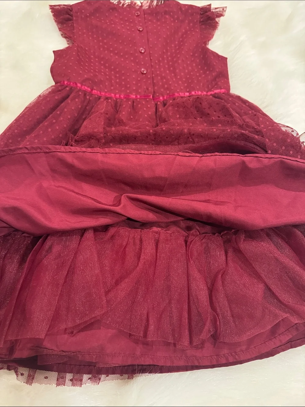 Janie and Jack Burgundy Ruffled Tulle Dress